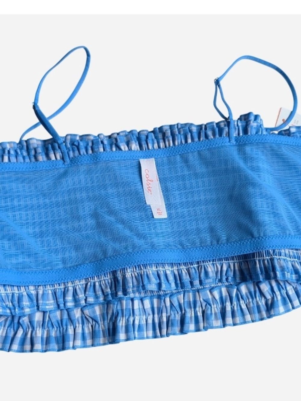 Colsie Blue Smocked Ruffle Crop Top - Picture 4 of 6